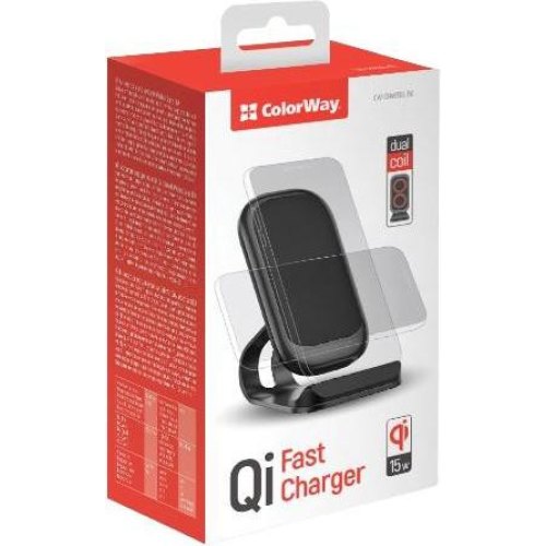 Бездротовий зарядний пристрій ColorWay Wireless Stand 15W Black (CW-CHW31Q-BK)