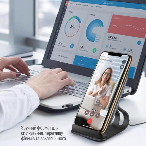 Бездротовий зарядний пристрій ColorWay Wireless Stand 15W Black (CW-CHW31Q-BK)