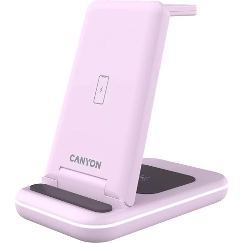 Бездротовий зарядний пристрій Canyon WS-304 15W 2in1 Iced Pink (CNS-WCS304IP)