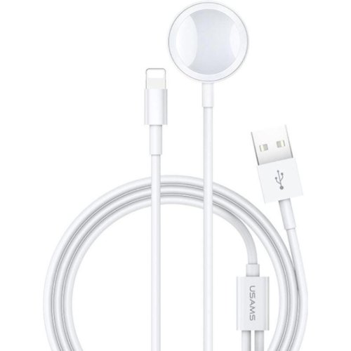 Бездротовий зарядний пристрій Usams US-CC076 2in1 USB Charging Cable for iPhone/Apple Watch White (CC076WH01)