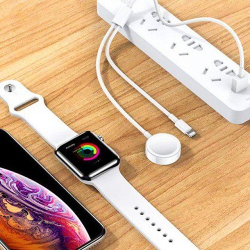 Бездротовий зарядний пристрій Usams US-CC076 2in1 USB Charging Cable for iPhone/Apple Watch White (CC076WH01)