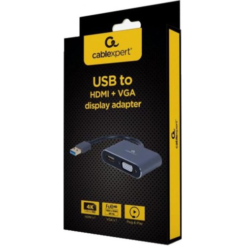 Адаптер Cablexpert HDMI/VGA - USB (F/M), 0.15м, Black (A-USB3-HDMIVGA-01)