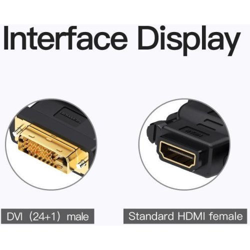 Адаптер Vention HDMI - DVI 1.4 (F/M), Black (ECDB0)