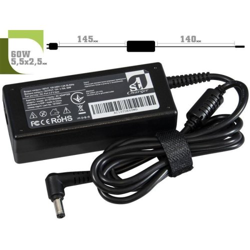 Блок живлення для ноутбуків 1StCharger, для Dell, 19V, 60W, 3.16A, 5.5х2.5мм, кабель живлення (AC1STDE60WD)