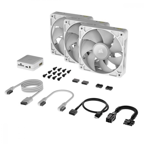 Набір вентиляторів для корпусу Corsair iCUE Link RX120 RGB PWM White Triple Pack, 3x120мм (CO-9051022-WW)