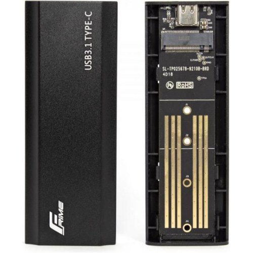 Зовнішня кишеня Frime для M.2 NVMe PCIe, USB 3.2 Type-C, Metal, Black (FHE300.M2UC)