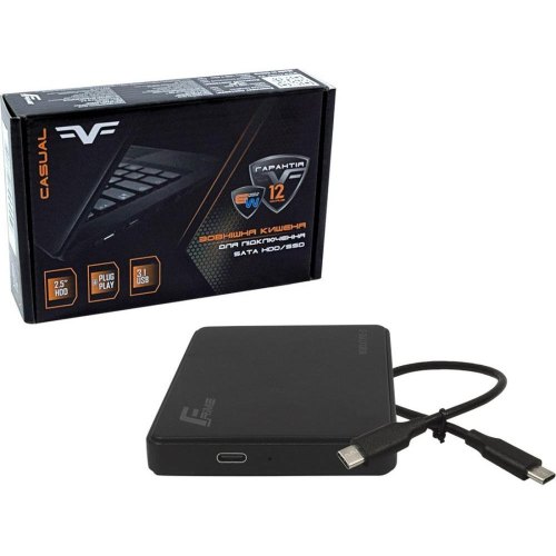 Зовнішня кишеня Frime для HDD/SSD 2.5 SATA, USB 3.1 Type-C, пластик, Black (FHE10.25U31)