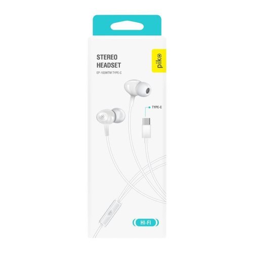 Гарнітура дротова Piko EP-103BKM Type-C White (1283126590283)