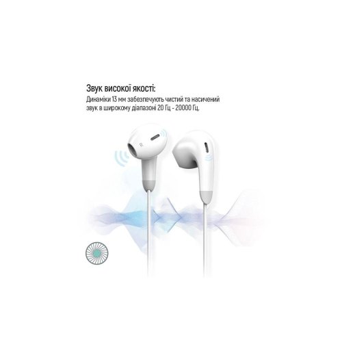 Гарнітура дротова ColorWay 3.5 mm Wired Earphone Sound Wave White (CW-WD04WT)