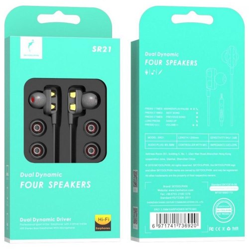 Гарнітура дротова SkyDolphin SR21 Four Speakers with mic Black (HF-000483)