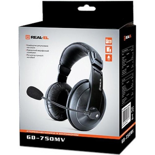 Гарнітура дротова REAL-EL GD-750MV Black (EL124100006)