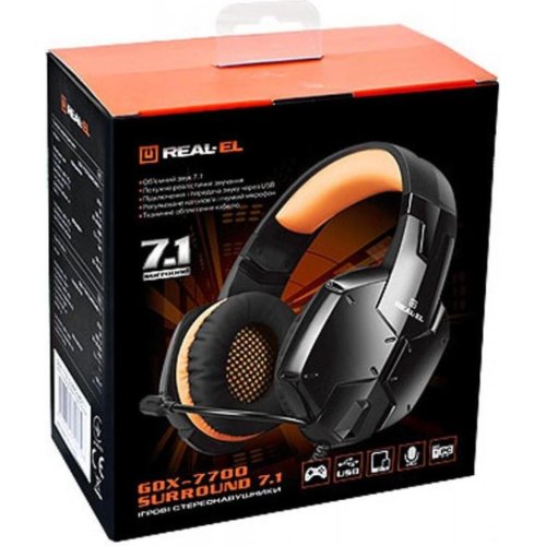 Гарнітура дротова REAL-EL GDX-7700 Black/Orange (EL124100016)