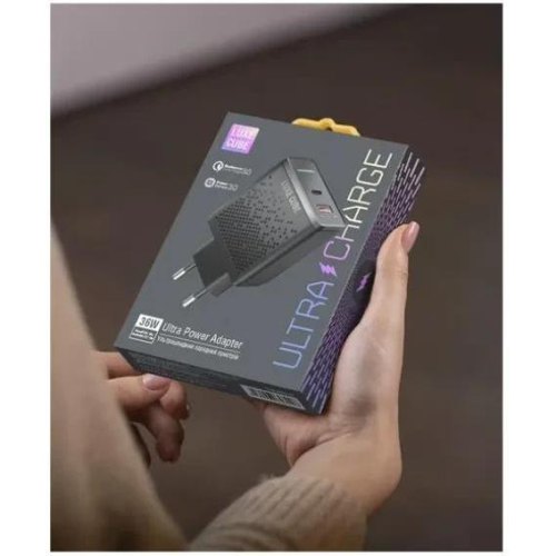 Мережевий зарядний пристрій Luxe Cube, 2xUSB, 36W, QC3.0/PD, Black (8889998899092)