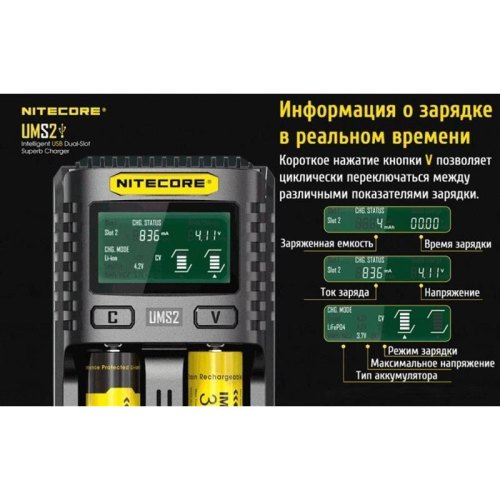 Зарядний пристрій для акумуляторів Nitecore UMS2