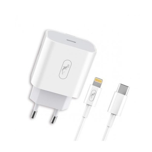 Мережевий зарядний пристрій SkyDolphin SC18EL, USB Type-C, 3A, PD2.0, кабель Lightning, White (MZP-000156)