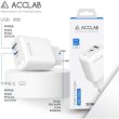 Мережевий зарядний пристрій AccLab AL-TC220, 1xUSB, 1xUSB Type-C, White (1283126556494)