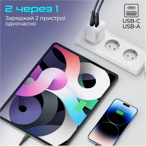 Мережевий зарядний пристрій Promate PowerPort-25AC White