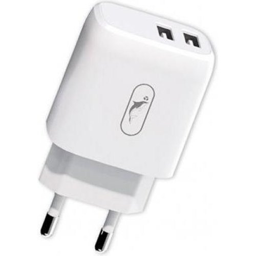 Мережевий зарядний пристрій SkyDolphin SC22EB, 2xUSB, 2.1A, White (MZP-000161)