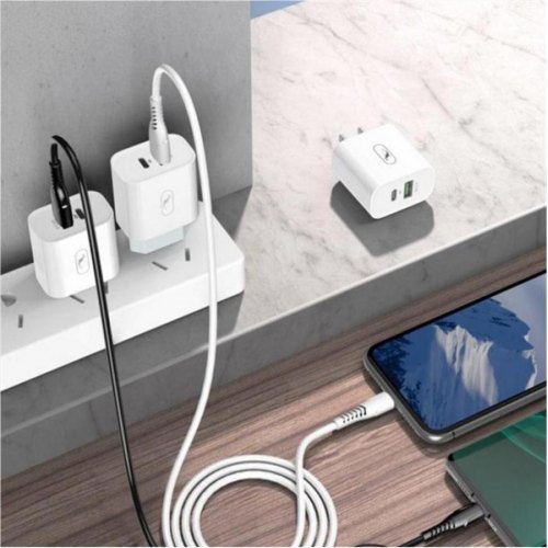 Мережевий зарядний пристрій SkyDolphin SC20, 2xUSB, 3A, PD/QC3.0, White (SDMZP-000121)