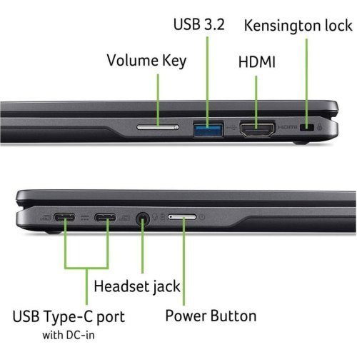 Ноутбук Acer Chromebook Plus Spin 514 CP514-4HN 14 WUXGA IPS Touch, Intel 5-120U, 8GB, SSD 256GB, UMA, ChromeOS, сірий (NX.KYQEU.002)