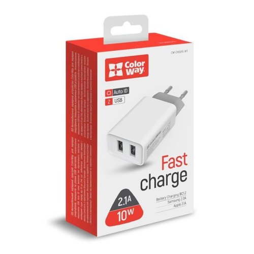 МЗП Colorway 2USB AUTO ID 2.1A (10W) White