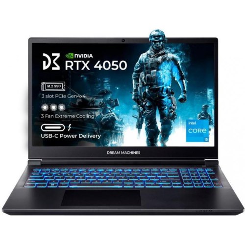 Ноутбук Dream Machines RG4050-15 15.6 FHD IPS/Intel i5-14500HX/16GB/SSD 1TB/GeForce RTX4050, 6Gb/DOS/чорний (RG4050-15UA32)