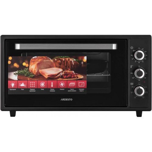 Піч електрична ARDESTO, 48л, 1600Вт, механічне керування, конвенція, рожен, чорна (MEO-F48RCB)