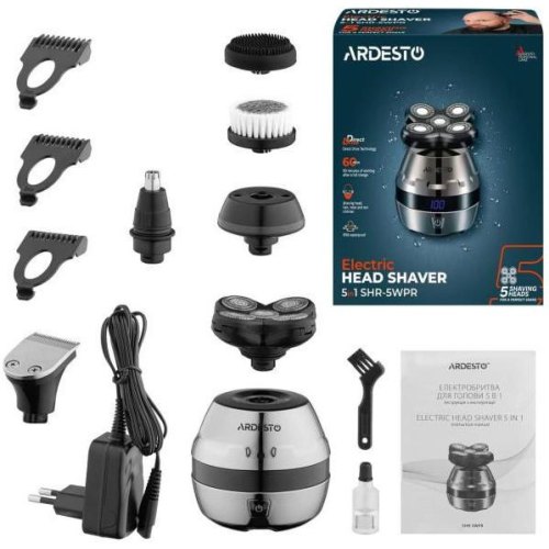 Бритва електрична для голови та тіла Ardesto SHR-5WPR, роторна, 5 головок для бриття, Li-Ion, сухий+вологий, бронзовий