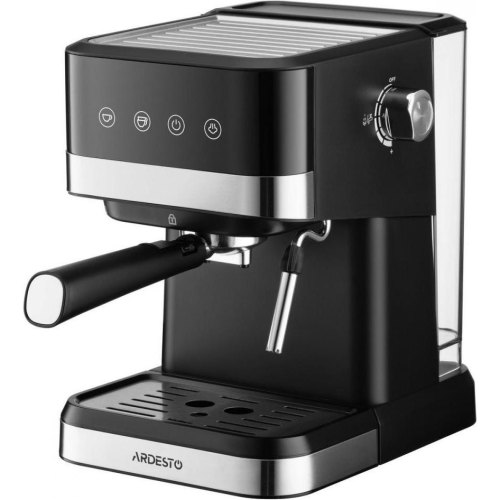Кавоварка ріжкова Ardesto YCM-E1700, 1.5л, мелена, ручний капучинатор, сенсорне керування, чорно-срібляста