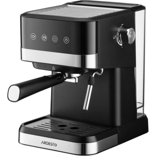 Кавоварка ріжкова Ardesto YCM-E1700, 1.5л, мелена, ручний капучинатор, сенсорне керування, чорно-срібляста