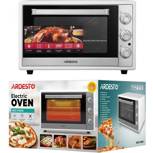 Піч електрична ARDESTO, 60л, 2000Вт, механічне керування, подвійне скло, біла (MEO-F60W)