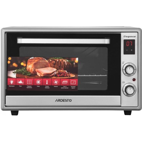 Піч електрична ARDESTO Elegance, 60л, 2000Вт, конвенція, подвійне скло, рожен, сіра (MEO-F60RCEL)
