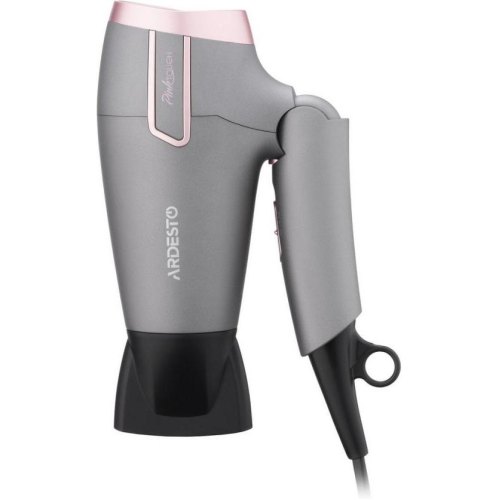 Фен Ardesto Pink Touch, 2000Вт, 2 швидкості, 2 температурних режими, складана ручка, сірий/рожевий (HD-R350PT)