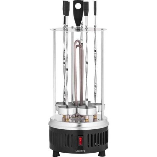 Електрошашличниця Ardesto VEG-HY1000, 900Вт, 5 шампурів, обертання 360 градусів, U-подібні нагрівачі, алюмінієвий кожух