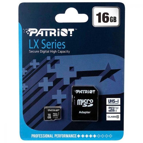 microSDHC карта 16Gb Patriot class10 з SD адаптером (PSF16GMCSDHC10)