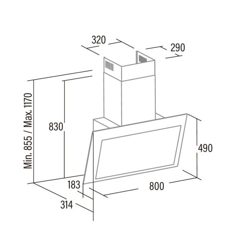 Витяжка похила Cata Thalassa 800 xggr, 80см, 1350 м.куб/год, сіра (02145506)