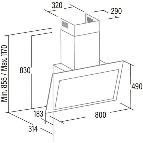 Витяжка похила Cata Thalassa 800 xgwh, 80см, 1350 м.куб/год, біла (02145006)