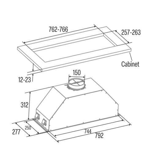 Витяжка вбудована Cata Gt-Plus 75 x, 75см, 1200м.куб/год, нержавіюча сталь (02031301)