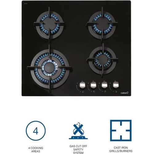 Варильна поверхня газова Cata CCI 6031 BK, на склі, 60см, чавун, чорна (08041501)