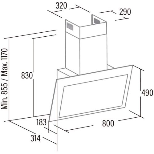 Витяжка похила Cata Thalassa 600 xgwh, 60см, 1350м.куб/год, біла (02127011)