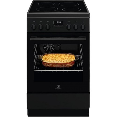 Плита електрична Electrolux LKR520275K, склокерамічна, 57л, 50x60см, дисплей, конвекція, матова, чорна
