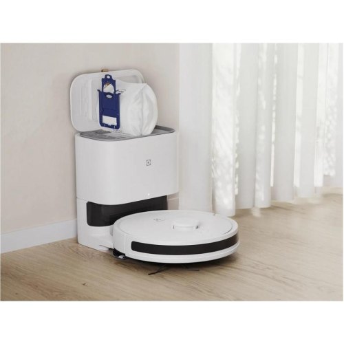 Робот-пилосос Electrolux ER71UW2SW, 10см, контейнер для пилу 0.3л, для води 0.3л, автономна робота до 140хв, Wi-Fi, станція самоочищення, білий