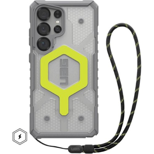 Чохол UAG для Samsung Galaxy S25 Ultra, з ремінцем, Pathfinder Clear with Magnet Bundle, Active Neon Lanyard (2144831BV01)