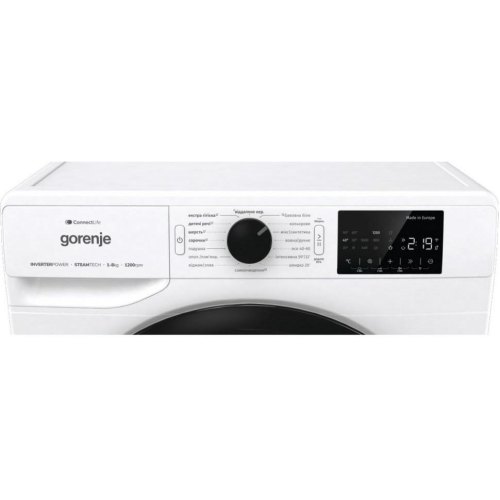 Пральна машина фронтальна Gorenje WPNEI82SBSWIFI, 8кг, 1200 об/хв, A+++, 55см, дисплей, інвертор, пара, Wi-Fi, біла
