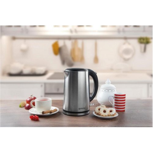 Електрочайник Gorenje K15DWS, 1.5л, подвійні стінки, Strix контроль, нержавіюча сталь
