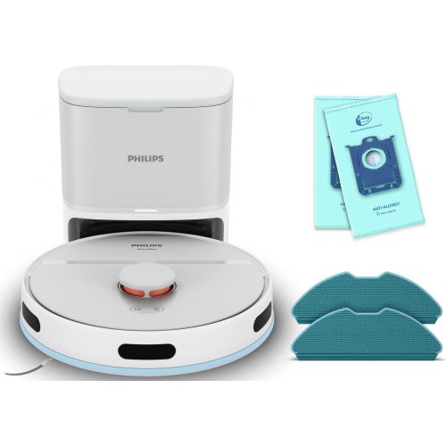 Робот-пилосос Philips Series 2000, 40.3см, вологе прибирання, контейнер для пилу 250мл, автономна робота до 130хв, НЕРА 11, білий (XU2100/20)