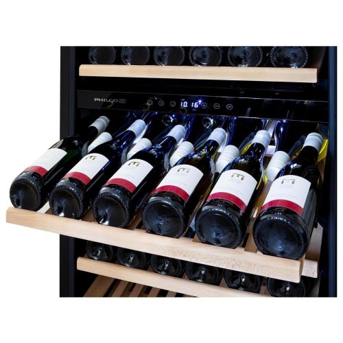 Холодильник для вина Philco PW462GDB, 135л, 2 зони, для 46 пляшок, дисплей, підсвітка, чорний