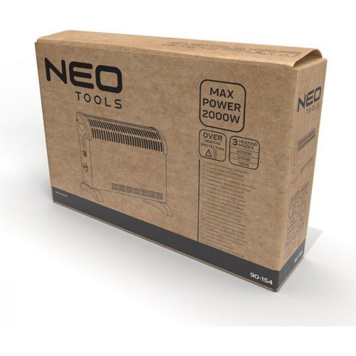 Конвектор Neo Tools, 2000Вт, 25м.кв, механічне керування, з термостатом, відкритий нагрівальний елемент, білий (90-154)