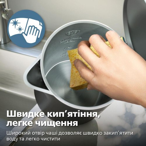 Електрочайник Philips Series 7000, Strix, з подвійними стінками, 6 температурних режимів, чорний (HD9396/90)