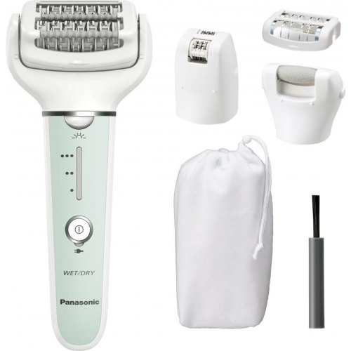 Епілятор Panasonic, пінцетний, акумуляторний, 60 пінцетів, волога/суха епіляція, 4 насадки, футляр, салатово-білий (ES-EY70-G520)